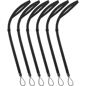 Flat Braided Lanyard Adjustable 6 Pack,for Walkie-Talkie,Cruise,,Pen,Phone,id Badges Holder,Office (6 Pack  Lanyard Black)