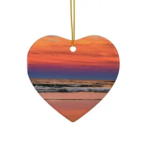 Ceramic Ornament Beach Memories Christmas Decoration Circle Cloth Glossy