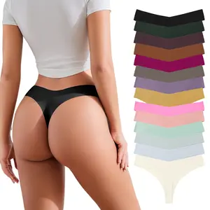 10/14 Pieces Seamless Thongs for Women No Show Thong Underwear Women Comfortable Multiple Pack