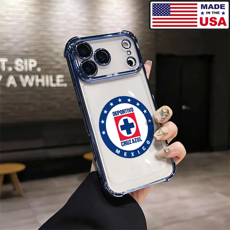 Chic Cruz Azul Liga MX Club Custom Smartphone Casing - Soft Silicone TPU, Drop-Proof Protection, Multi-Model Fit for iPhone 17/16/15/14/13/12 Plus Pro Max & Samsung 22/23/24/25 Plus Pro Max Ultra Handheld Cellphone Devices, Shockproof