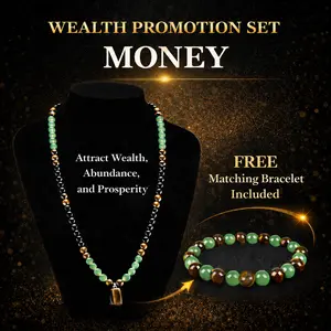 [Buy 1 Get 1 Free] Money Attraction Necklace Set with Green Aventurine and Tiger Eye Pendant Crystal Stones, Includes Matching Bracelet and Cloth Pouch, Perfect Gift for Birthdays, Holidays, Anniversaries, and Special Occasions outdoorfun