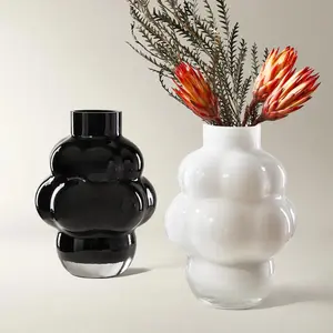 Z Gallerie Cloud Glass Vase - Black&White Decor Centerpiece Glossy Decorative Flower Vase Modern Plant Vase