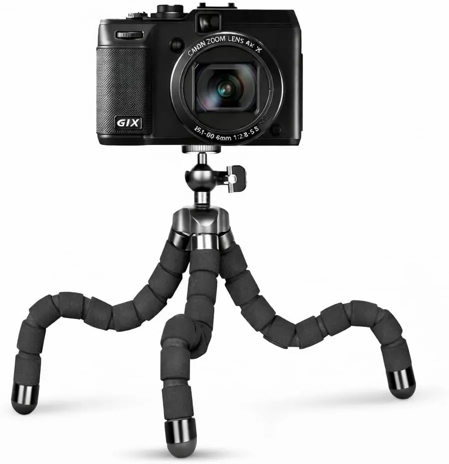 6.5” Durable Portable Adjustable Flexible Tripod with Mount - Tripod for iPhone, Android Phones, Small Cameras - Camera Accessories for Vlogging, Recording