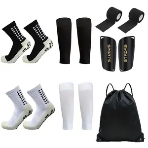 Sports Protection Gear Set – Anti-Slip Soccer Socks, Sock Sleeves, Mini Shin Guards & Tape, Compression & Athletic Socks, Professional Soccer Kit, Must-Have Football Equipment, Football Accessories