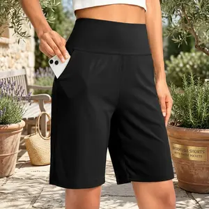 Women's High Waisted Bermuda Long Shorts with Pockets - 9" Knee Length Athletic Walking Workout Shorts Comfortable Breathable Fabric Perfect for Casual Sports Exercise Gym Yoga Running Summer Wear