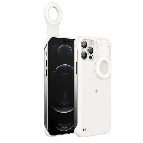 LUMACASE IPhone Case with Built-in LED Ring Light Adjusted 3 Light Mode for TikTok, Selfies, Content Creation & Videos - Cellphone, Smartphone