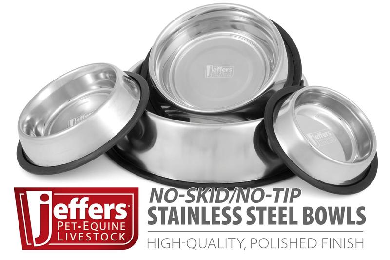 Jeffers No-Skid/No-Tip Stainless Steel Pet Bowls