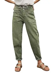 Women boyfriend jeans high waisted loose fit denim pants straight leg relaxed fit vintage wash baggy mom jeans utility pocket casual stretch denim trousers tapered leg fashion everyday jeans trendy casual streetwear jeans