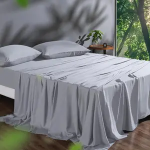 Tencel Sheet Set  Size,  Eucalyptus Lyocell, Breathable & Cooling , Deep Pocket Up to 16 Inch, Silky Soft, Ideal for  s - 4 count (, Light Grey)