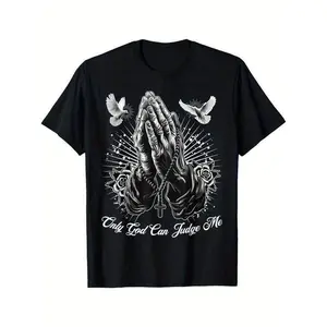 Only God Can Judge Me Prayer Hands Chicano Tattoo Doves T-Shirt