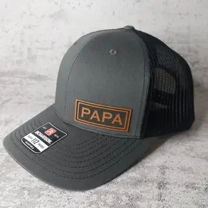 PAPA Patch Trucker Hat, Leather Patch Cap for Dad, Adjustable Mesh Snapback Hat, Birthday Gift for Papa, New Dad Gift Idea, Classic Casual Dad Hat