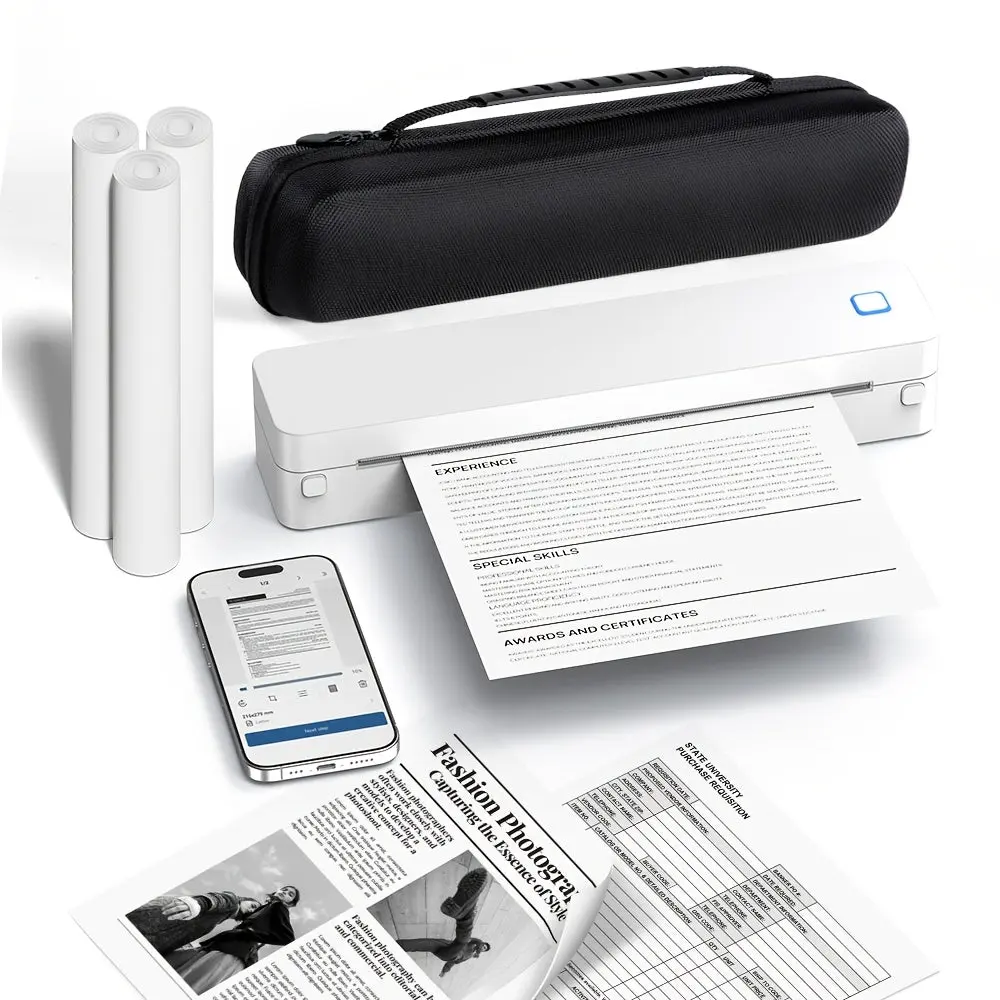Portable A4 Thermal Printer | Wireless Ink-Free Mobile Printing USB-C Rechargeable Portable A4 Thermal Printer | Wireless Ink-Free Mobile Printing USB-C Rechargeable
