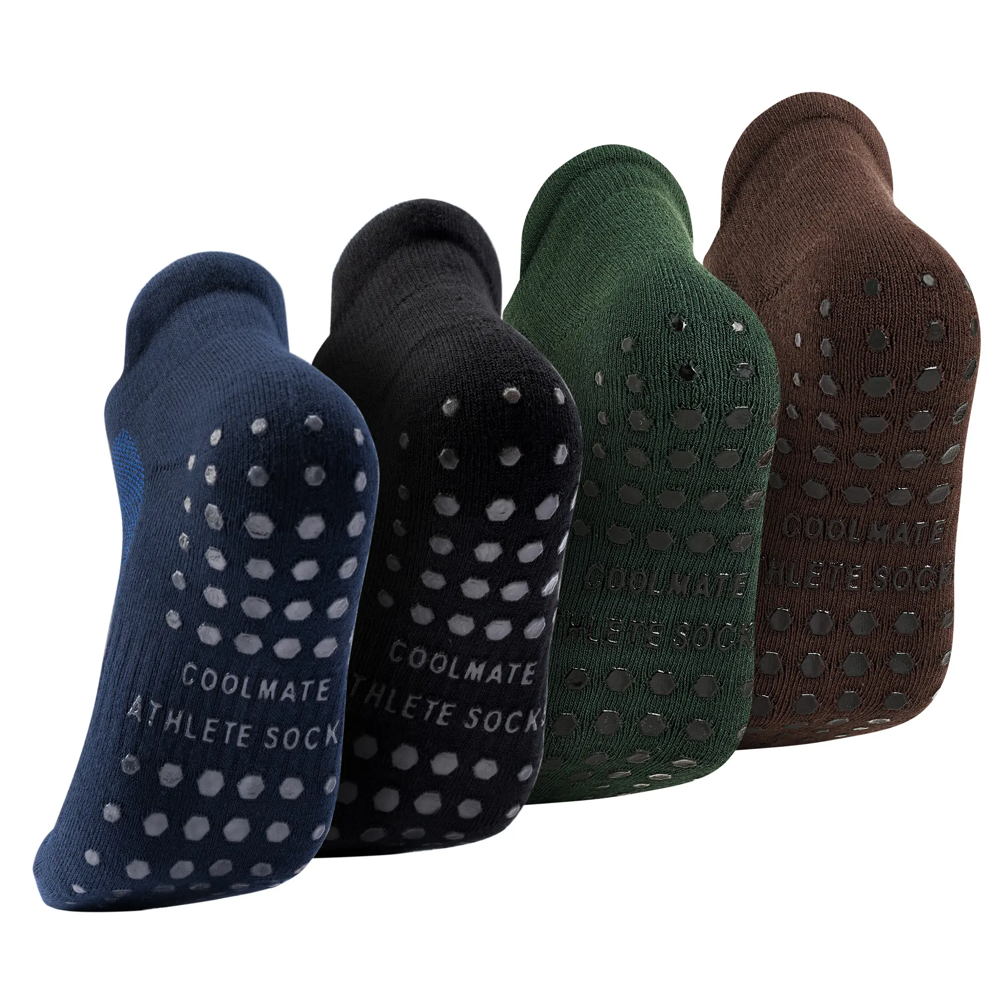 CoolMate Mens Grip Socks, Non Slip Socks for Yoga, Pilates, 4 Pairs 6-14