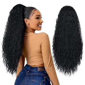 Long Curly Drawstring Ponytail for Women 26" Curly Ponytail Hair Extension Synthetic Clips in Drawstring Ponytail for Daily Use bridgetponytailwig Wavy Ponytail Extension Hairpiece woman daily party use