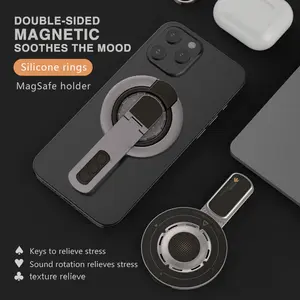 Magnetic Phone Stand, 360 Degree Rotating Fitness Frame, Silicone Ring Holder, Stress Relief Hinge Design, Compatible with iPhone & Android, Smartphone Mount Grip Cellphone Accessories