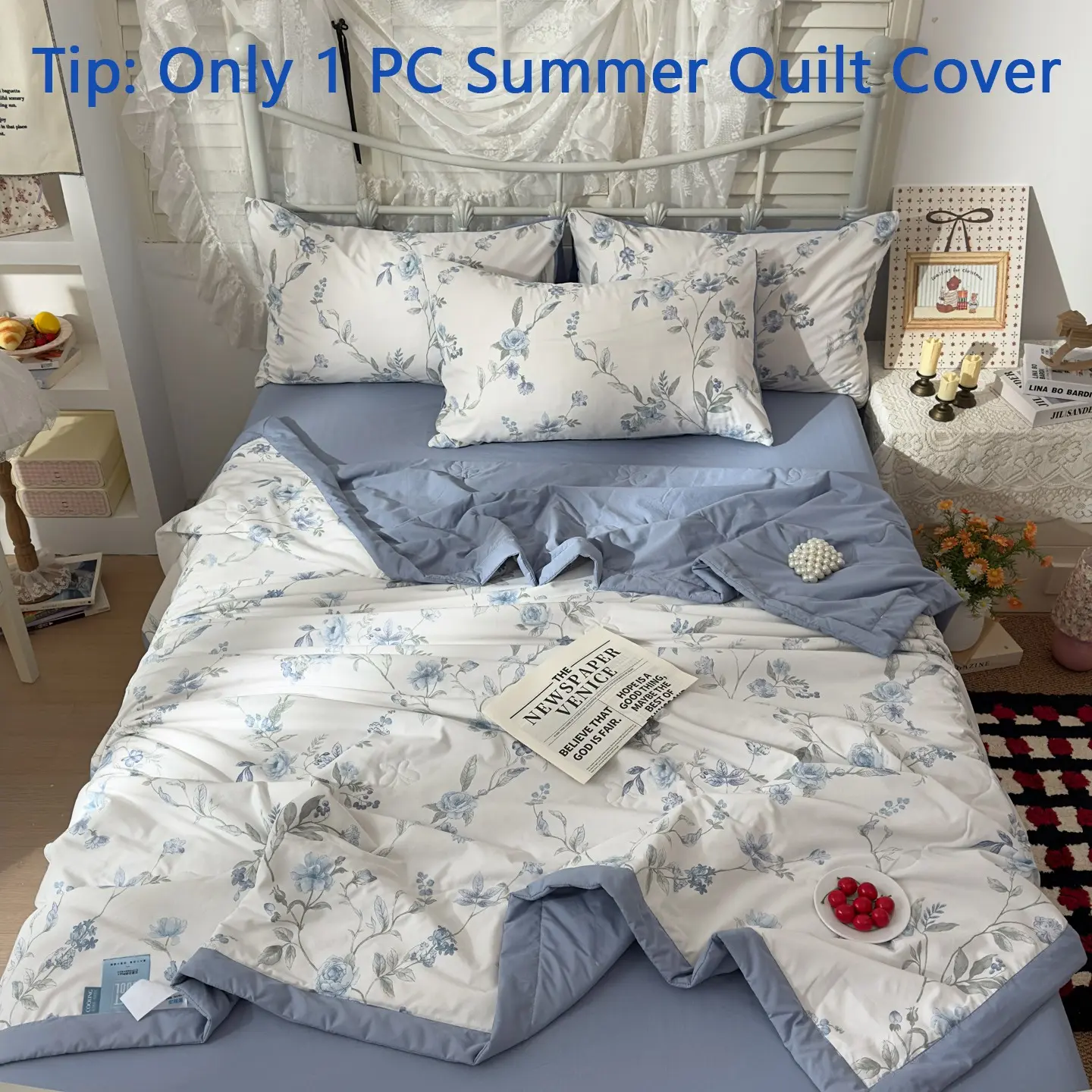 1 PC Silk Cotton Summer Quilt, Smooth Soft Touch, Moisture-Wicking, Ideal for Air-Conditioned Rooms, Foldable, All-Season Use, Air Conditioning Quilt