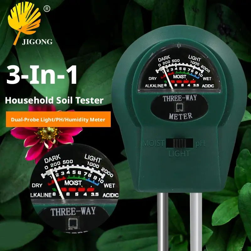 3-in-1 Soil Tester Moisture Meter pH Sunlight Intensity Sensor Essential Home Gardening Tool for Plants