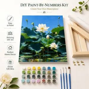 Paint by numbers kit for adult beginners, easy acrylic paint by numbers set, DIY digital painting set.Comes with frame, hanging nails and paintbrushes.Serene zen-style lotus flower paint by numbers, exquisite home wall decoration.Ideal gift for leisure