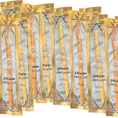 (10 Pack) Thin Sewak Al-Falah Miswak Natural Toothbrush Sticks Oral Daily Comfort (Indvidually Wrapped)