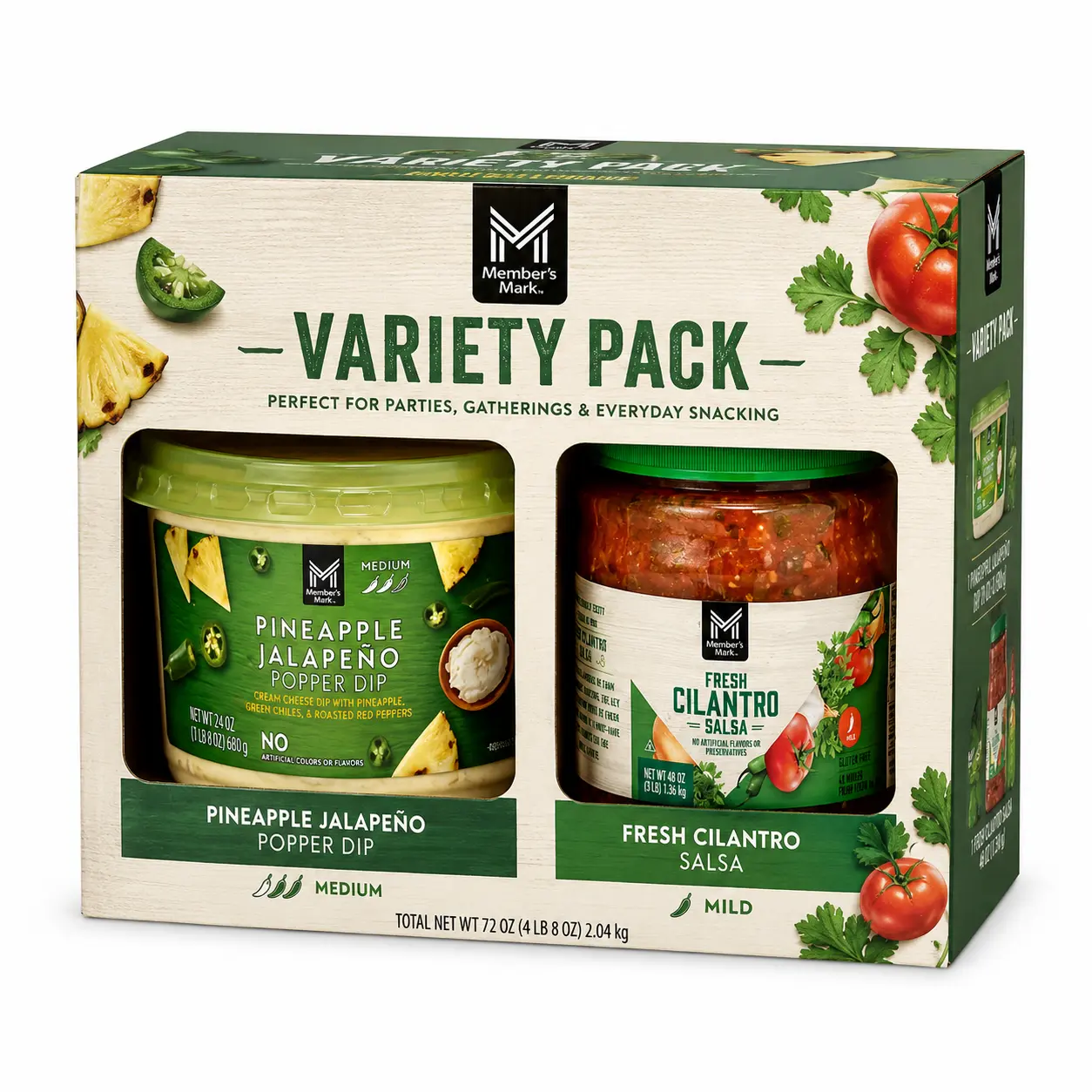 Member’s Mark Pineapple Jalapeño Popper Dip (24 oz) & Fresh Cilantro Pico De Gallo Style Salsa (48 oz) – Fresh Party Variety Pack, Bold Sweet & Spicy Dips Combo
