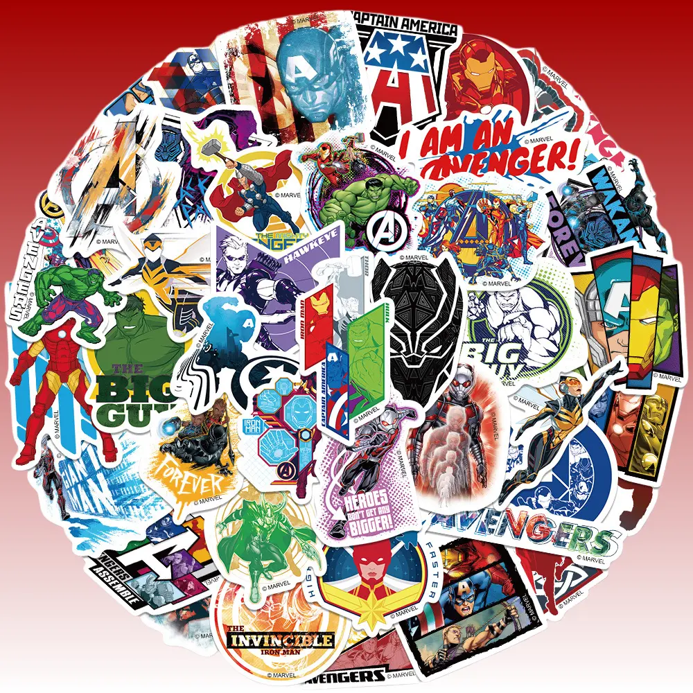 Marvel Avengers Waterproof Superhero Stickers, 50-Pack Decor Gift for Boys