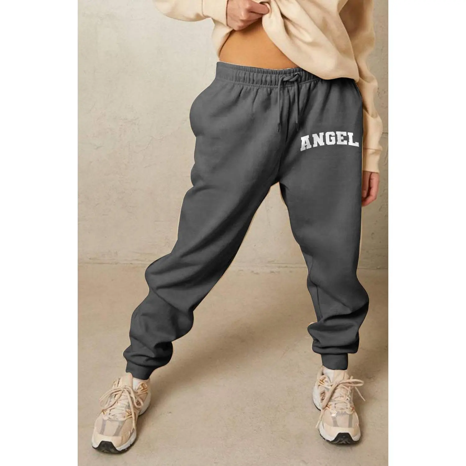 Simply Love Full Size Drawstring Angel Graphic Long Sweatpants