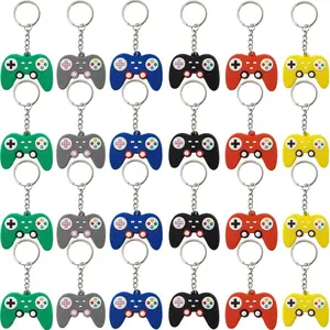 24 count Video  Controller Keychains in 6 Colors Video  Party Controller Handle Key Ring  Controller  for Video  Party Favors Birthday  Shower