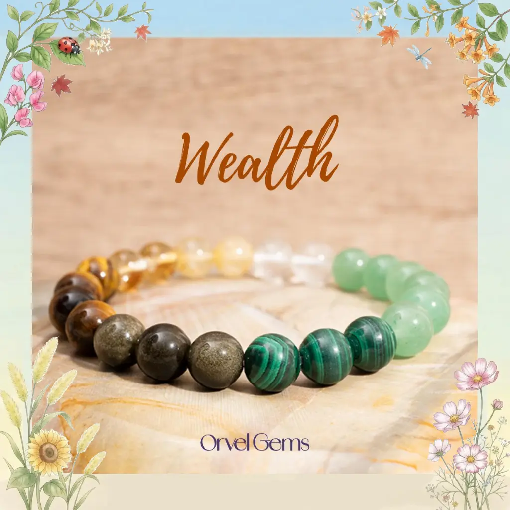 Money Magnet Bracelet - Abundance Manifestation Stone with 8mm Natural Gemstones Citrine Tiger's Eye Aventurine Malachite Rutilated Quartz - Crystal Healing for Opportunity & Work - Gift for Men, Women, Christmas, Thanksgiving, Birthday