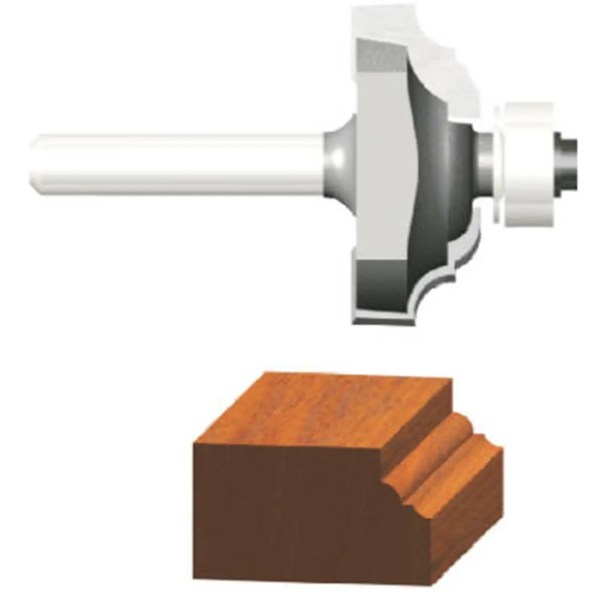 212 MAIN Classical Carbide-Tipped Router Bit, 0.19 in. Radius Cut, Bearing-Equipped, Double Flute, Model 23154