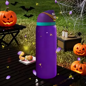 OW(Frosted Violet) stainless Steel Double Drink Outdoor Sports Kettle with Straw-32oz/945ml double vacuum outdoor bike water bottle,100%leak proof portable water bottle, perfect for outdoor camping and hiking{Essential for the beach/camping accessories}