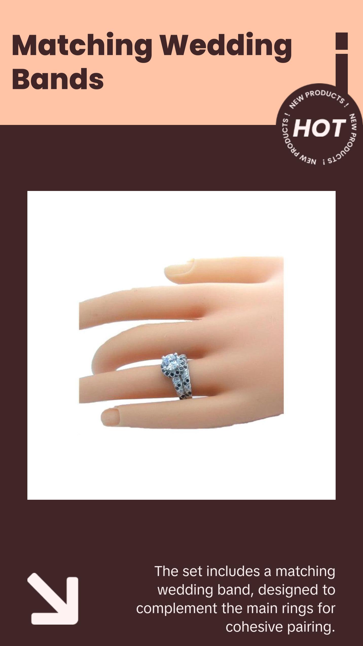 His Hers Cz Wedding Ring Set Sterling Silver & Titanium Wedding Rings