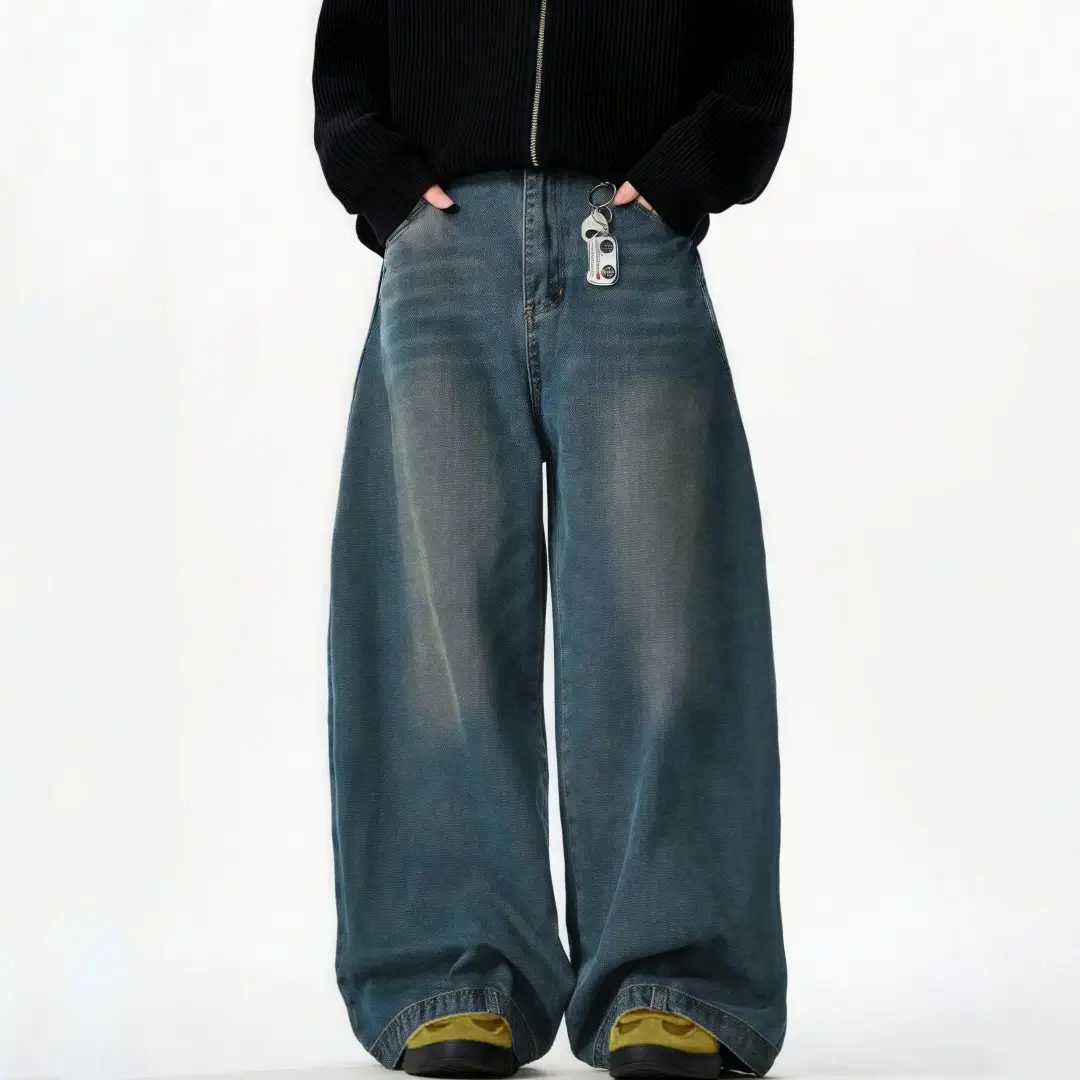 Echoepic Baggy Jeans for Men&Women Unisex Y2K Streetwear Vintage Wide Leg Cargo Casual Loose Fit Denim Hip Hop Skater Straight Leg Carpenter Jeans Pants Menswear