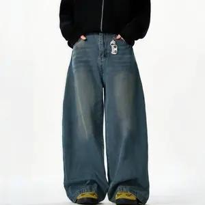 Echoepic Baggy Jeans for Men&Women Unisex Y2K Streetwear Vintage Wide Leg Cargo Casual Loose Fit Denim Hip Hop Skater Straight Leg Carpenter Jeans Pants Menswear
