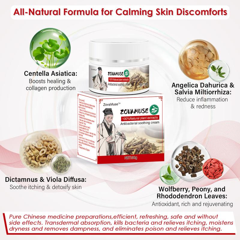 Zovamuse-All-Natural Soothing Cream for Eczema & Psoriasis - Herbal Relief for Dry, Itchy, Sensitive Skin, Anti-Bacterial Skin Defense (Hydrating, Safe for All Ages | 30g) Treatment