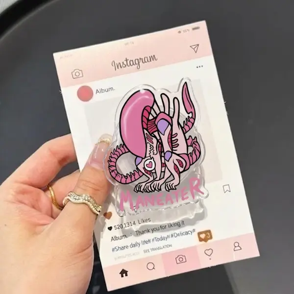 Maneater Alien MagSafe Phone Grip, Kawaii Sci-Fi Aesthetic Griptok, Cute Pink Alien Phone Stand, Trendy Alternative Accessory, Unique Gift