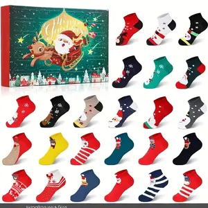 Christmas Countdown Calendar Box, Santa Reindeer Snowflake Design, Holiday Gift, Party Filler, No Power Needed, Christmas Decoration