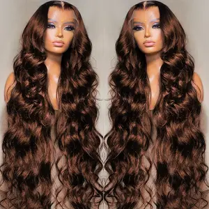 Bling Hair 13x6 13x4 Hd Lace Frontal Chocolate Brown Body Wave Human Hair Wigs 13x6 Transparent Lace Natural Hairline 180% Density with Baby Hair for Black Women #Summervibes