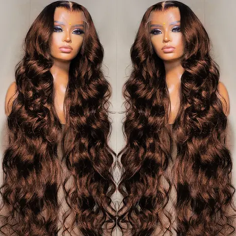 Bling Hair 13x6 13x4 Hd Lace Frontal Chocolate Brown Body Wave Human Hair Wigs 13x6 Transparent Lace Natural Hairline 180% Density with Baby Hair for Black Women #Summervibes
