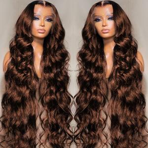 Bling Hair 13x6 13x4 Hd Lace Frontal Chocolate Brown Body Wave Human Hair Wigs 13x6 Transparent Lace Natural Hairline 180% Density with Baby Hair for Black Women #Summervibes