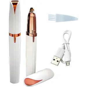 2 Pack USB Rechargeable Portable Electric Eyebrow Trimmer Pen for Women,Painless Precision Eyebrow Hair Remover, Safe Eyebrow Shaver Razor Tool for face Leg Lip Armpit Hand(White)