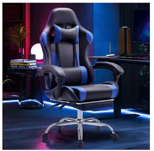 Ergonomic Gaming Chair With Headrest And Lumbar Pillow,Height Adjustable With 360°-Swivel Seat,Blue