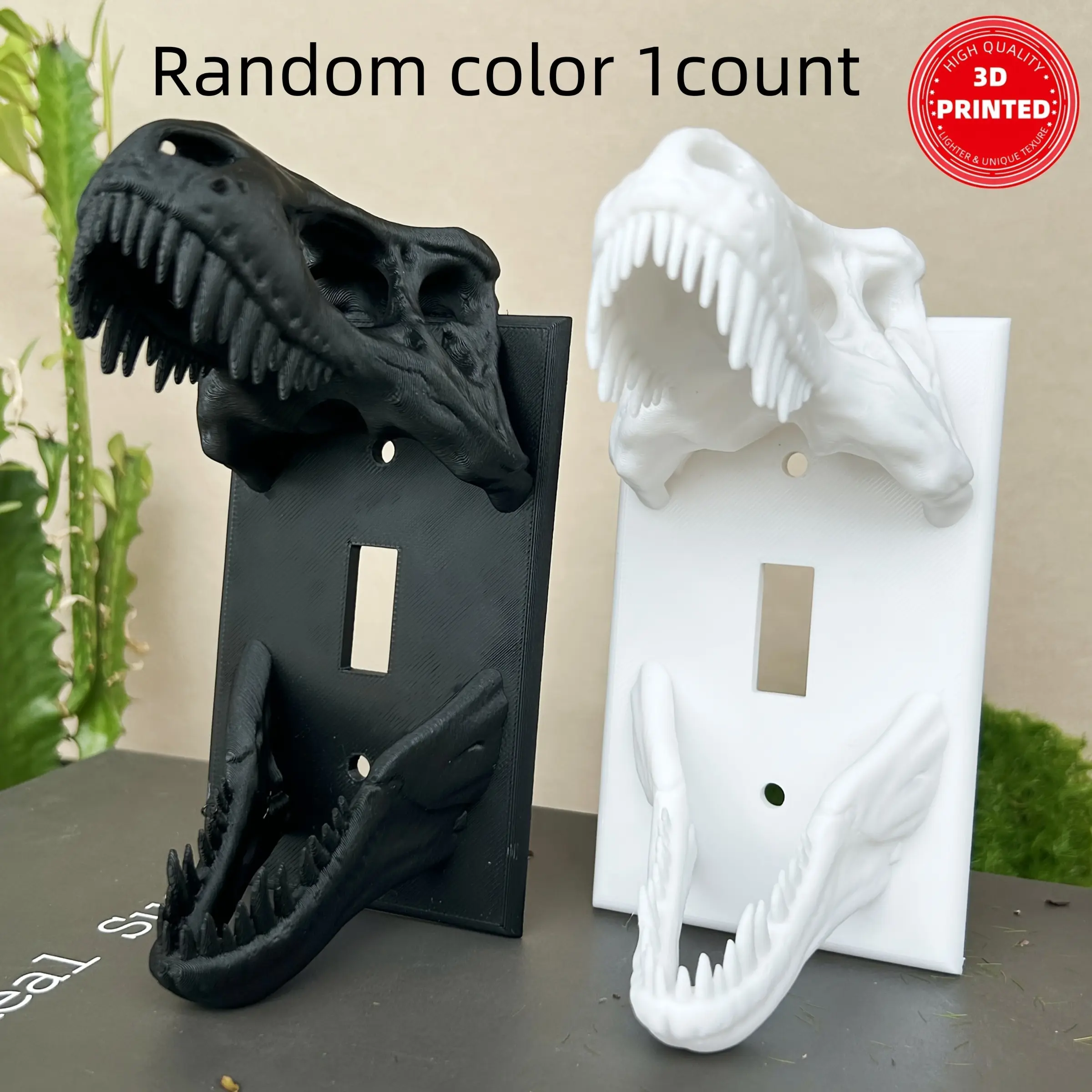 3D Printed Tyrannosaurus Rex Skull Light Switch Cover, Decorative, Dual Color, Polished Finish, Easy Screw Installation, Home Decor Gift