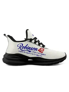 Shoes For Men, Baseball Legend Robinson 42 Inspirational Quote Pattern Lace-Up Low Top Casual Shoes, Lightweight Sports Shoes, Comfortable Tennis, Running & Walking Sneakers, Breathable Plus Size