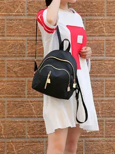 Women's Campus Solid Style Casual Backpack made of Nylon Fabric
