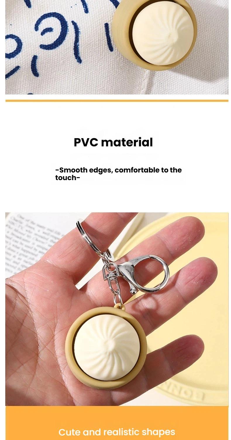 Novelty Prank Soup Dumpling Squishy Keychain, Super Soft Squeeze Fidget Toy, Fashion Stress Relief Hand Toy for Young Adults