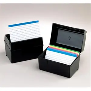 212 MAIN Oxford Plastic 3x5 Index Card Box with Label Holder, Spring Latch, File Rack Organizer - Office Stationery Supplies for Office Card Storage