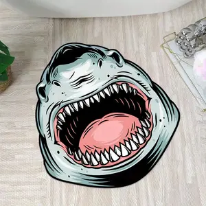Shark Shaped Non Slip Bath Mat Extra Soft Absorbent Microfiber Rug for Bathroom Floor Tub Shower Dry Quickly