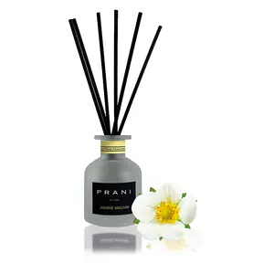 PRANI Glass Oil Aroma Diffuser, 120ml Romantic Lavender Fragrance with Fresh Jasmine Blossoms & Green Tea Scent, Home Care Supply for Living Room & Gift