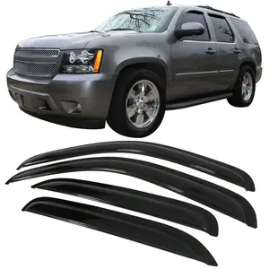 4PCS Window Visors Fit For 2007-2014 Chevy Tahoe/ GMC Yukon, Slim Style Smoke/Tinted Acrylic Tape-On Auto Car Window Visors Vent Shade Rain Sun Wind Deflector Guard