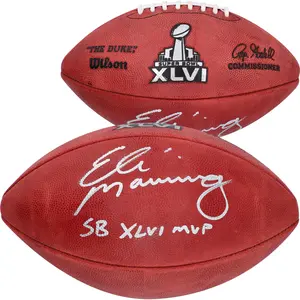 New York Giants Eli Manning Super Bowl XLVI Autographed ProFootball with "2X SB MVP" Inscription - Fanatics Authentic Certified
